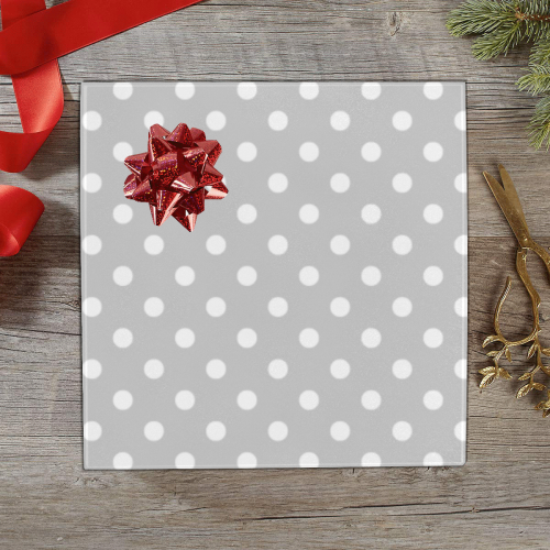 White Polka Dots on Silver Gift Wrapping Paper 58"x 23" (3 Rolls)