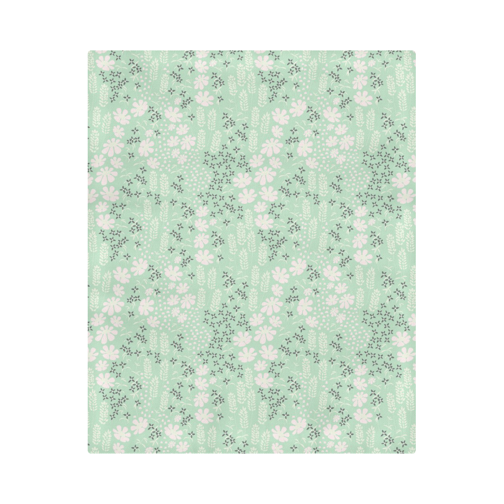 Mint Floral Pattern Duvet Cover 86"x70" ( All-over-print)