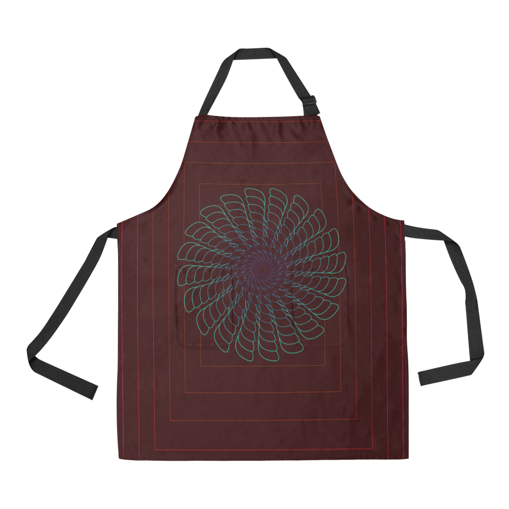 Tirquise flower on chocholate brown All Over Print Apron
