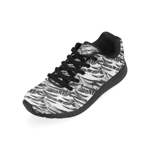 Alien Troops - Black & White (Black Laces) Kid's Running Shoes (Model 020)