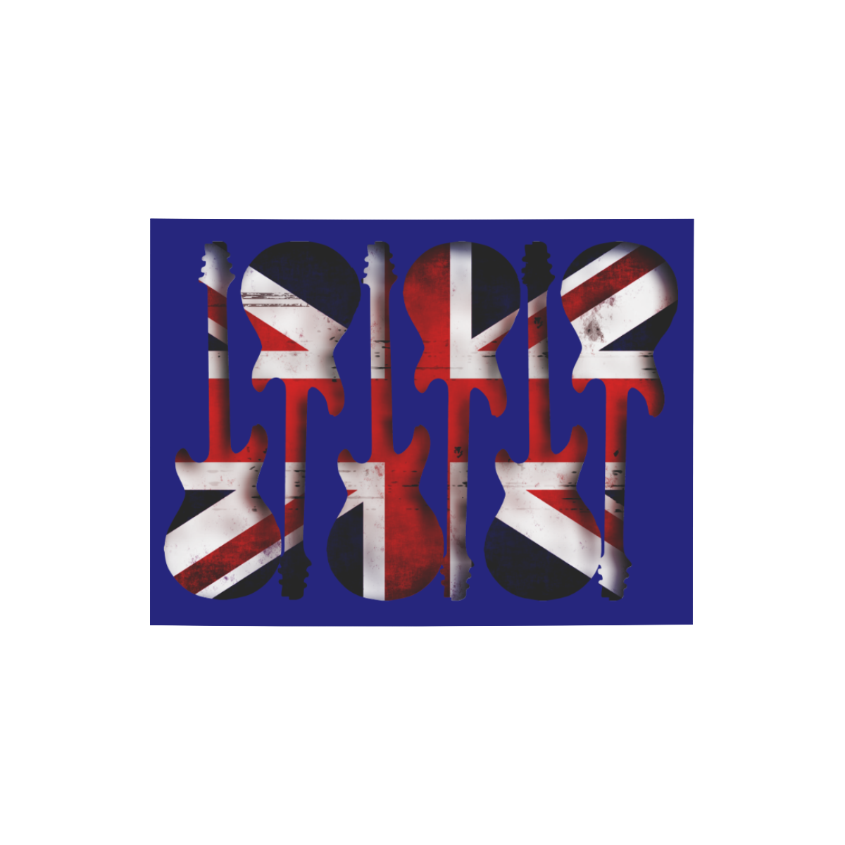 Union Jack British UK Flag Guitars Blue Photo Panel for Tabletop Display 8"x6"