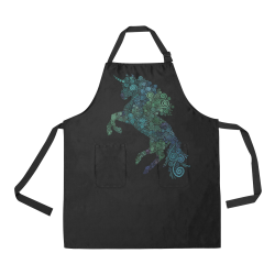 3D Psychedelic Unicorn blue and green All Over Print Apron