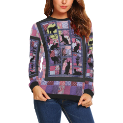 Cats in the Night All Over Print Crewneck Sweatshirt for Women (Model H18)