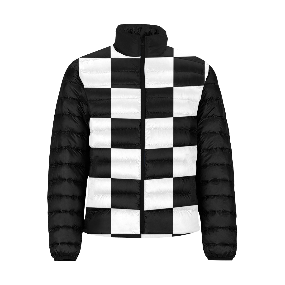 CHECKERED Men's Stand Collar Padded Jacket (Model H41)