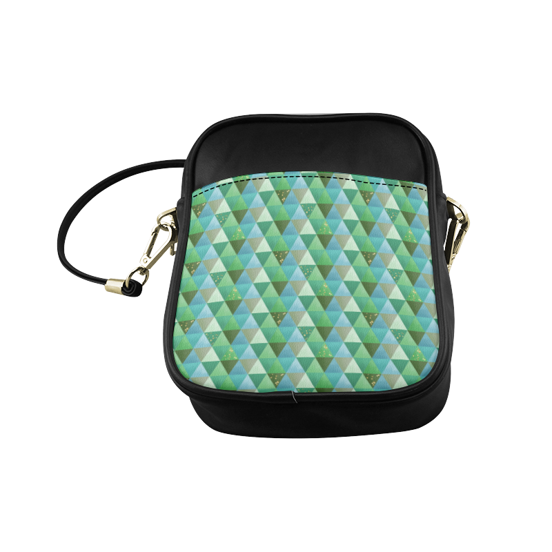 Triangle Pattern - Green Teal Khaki Moss Sling Bag (Model 1627)