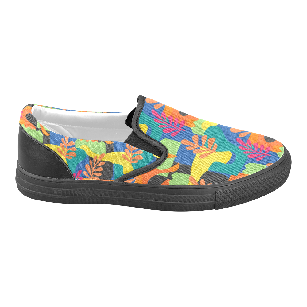 Abstract Nature Pattern Women's Unusual Slip-on Canvas Shoes (Model 019)