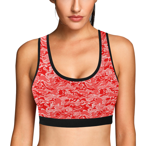 Red Camouflage Pattern Women's All Over Print Sports Bra (Model T52)