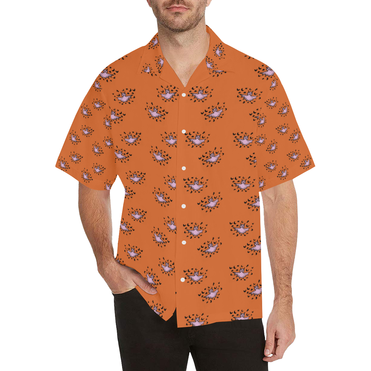 zodiac bat pink orange Hawaiian Shirt (Model T58)