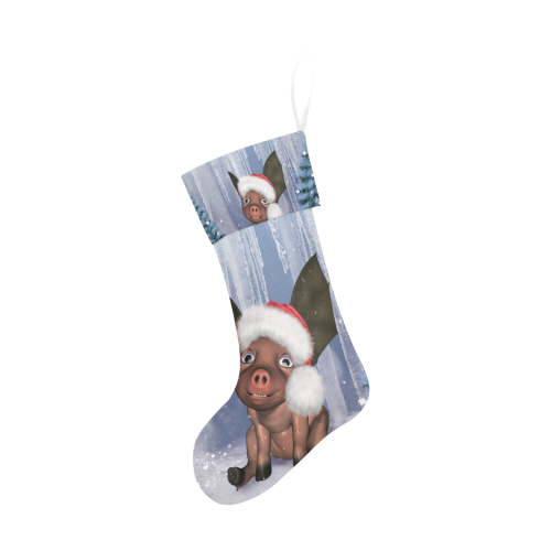 Christmas, cute little piglet with christmas hat Christmas Stocking