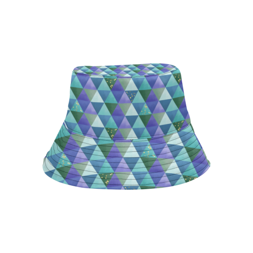 Triangle Pattern - Blue Violet Teal Green All Over Print Bucket Hat