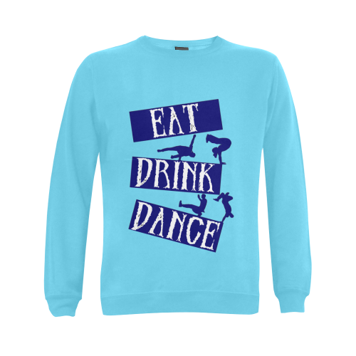 Break Dancing Blue on Blue Gildan Crewneck Sweatshirt(NEW) (Model H01)