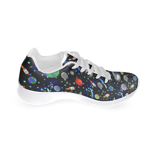 Galaxy Universe - Planets, Stars, Comets, Rockets (White Laces) Women's Running Shoes/Large Size (Model 020)