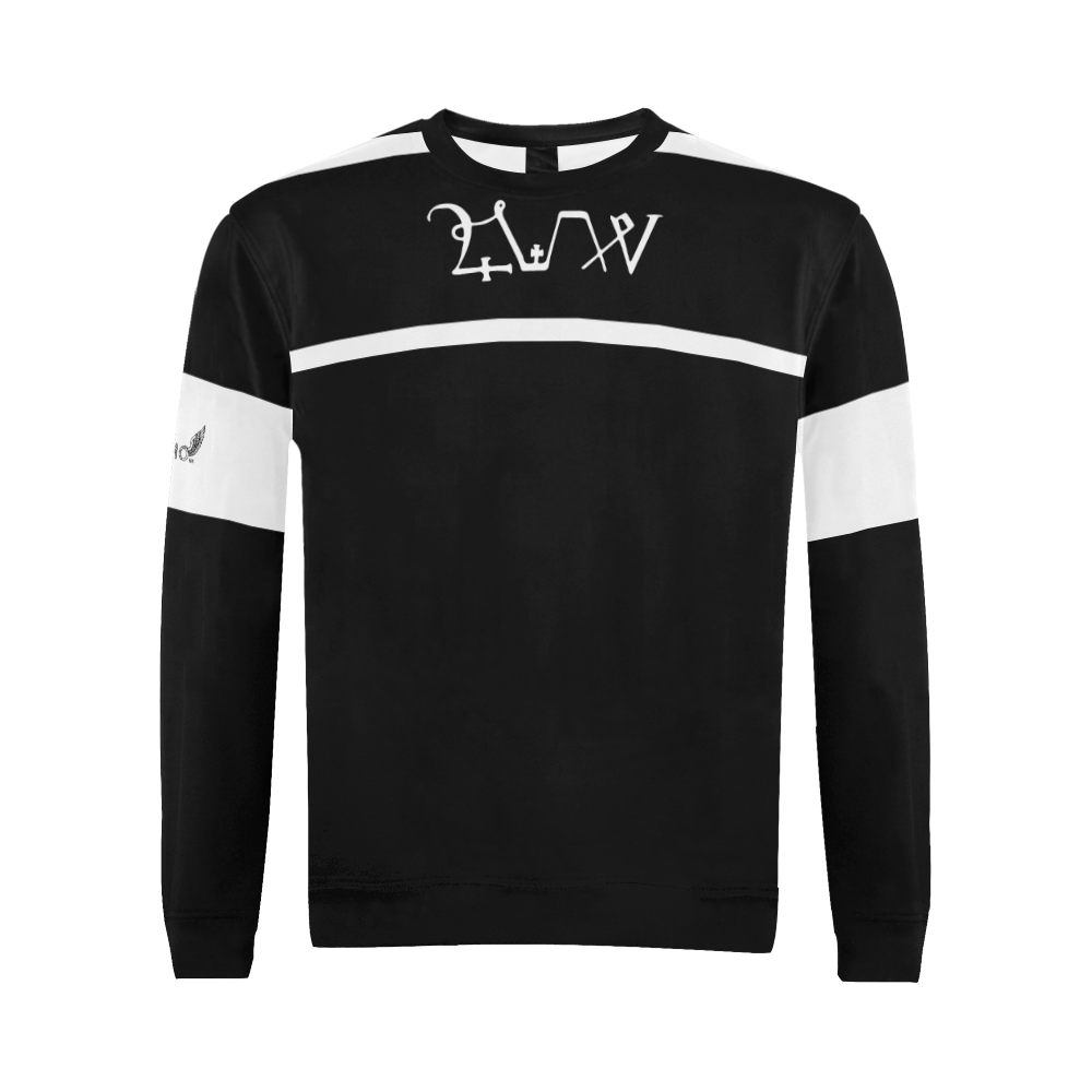 Michael B&W Stripes All Over Print Crewneck Sweatshirt for Men (Model H18)