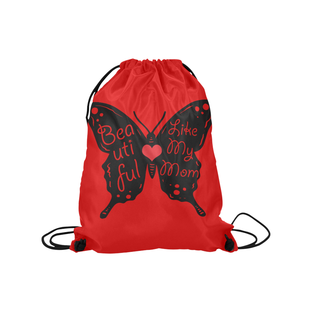 Beautiful LIKE MY MOM RED Medium Drawstring Bag Model 1604 (Twin Sides) 13.8"(W) * 18.1"(H)