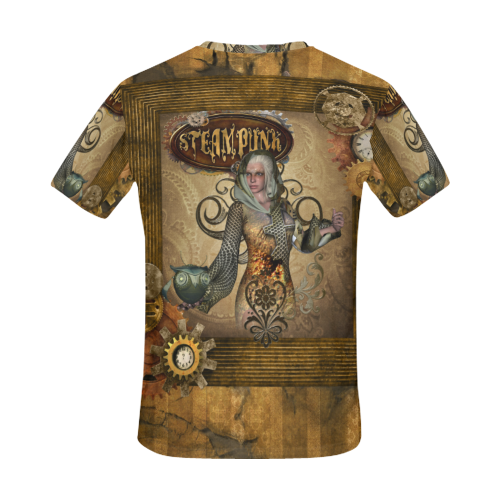 Steampunk lady with owl All Over Print T-Shirt for Men (USA Size) (Model T40)