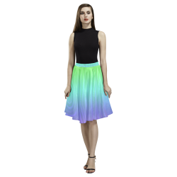 Groovy Pastel Rainbow Melete Pleated Midi Skirt (Model D15)