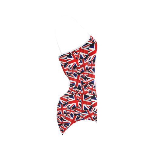 Union Jack British UK Flag - White Straps Strap Swimsuit ( Model S05)