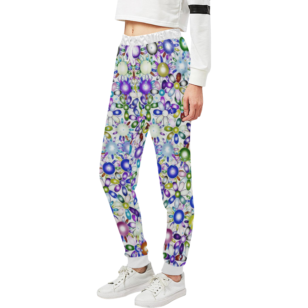 Vivid floral pattern 4181B by FeelGood Unisex All Over Print Sweatpants (Model L11)