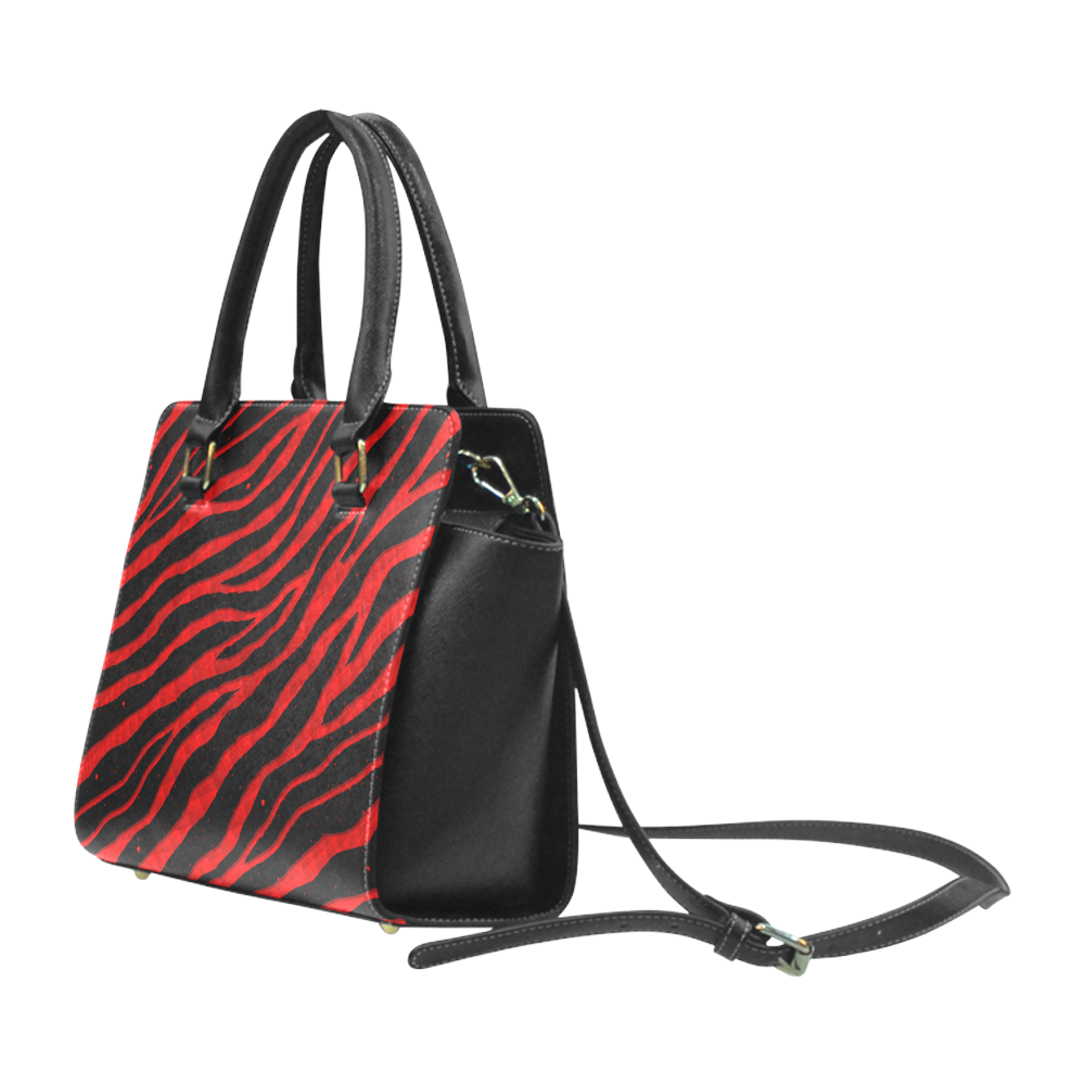 Ripped SpaceTime Stripes - Red Rivet Shoulder Handbag (Model 1645)