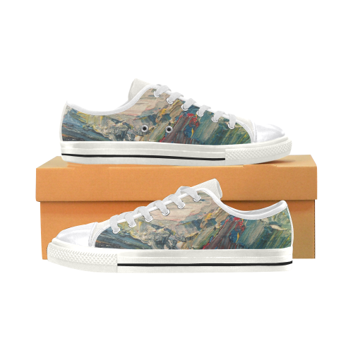 Mountains painting Women's Classic Canvas Shoes (Model 018)