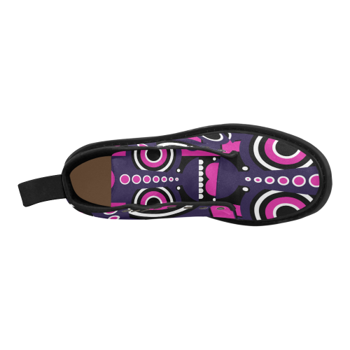 Pink Purple Tiki Tribal Martin Boots for Men (Black) (Model 1203H)