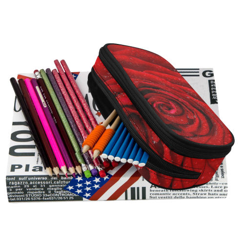 Red rosa Pencil Pouch/Large (Model 1680)