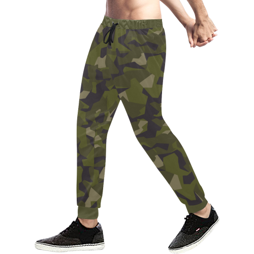 Swedish M90 woodland camouflage Men's All Over Print Sweatpants (Model L11)