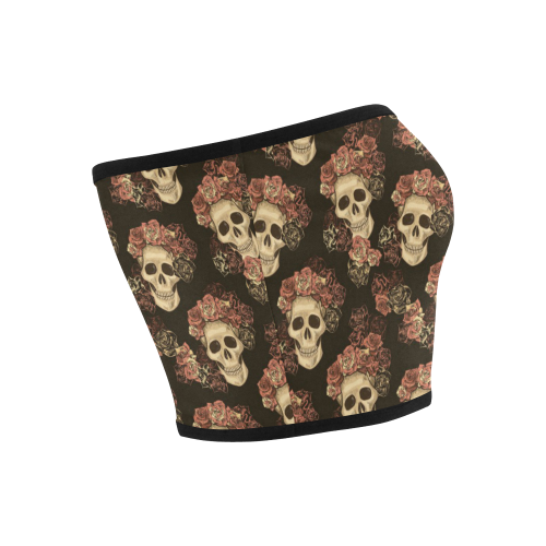 Skull and Rose Pattern Bandeau Top