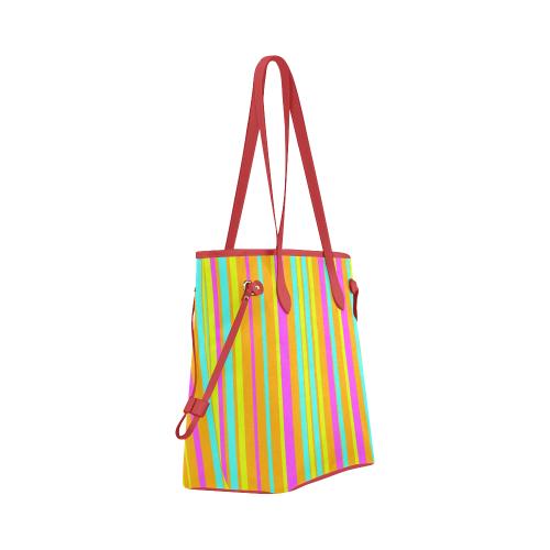 Neon Stripes  Tangerine Turquoise Yellow Pink Clover Canvas Tote Bag (Model 1661)