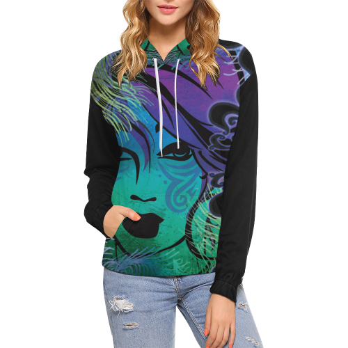 Cajun All Over Print Hoodie for Women (USA Size) (Model H13)
