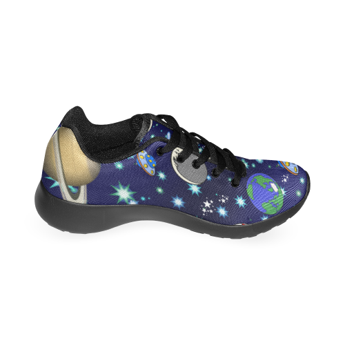 Galaxy Universe - Planets,Stars,Comets,Rockets (Black Laces) Women's Running Shoes/Large Size (Model 020)