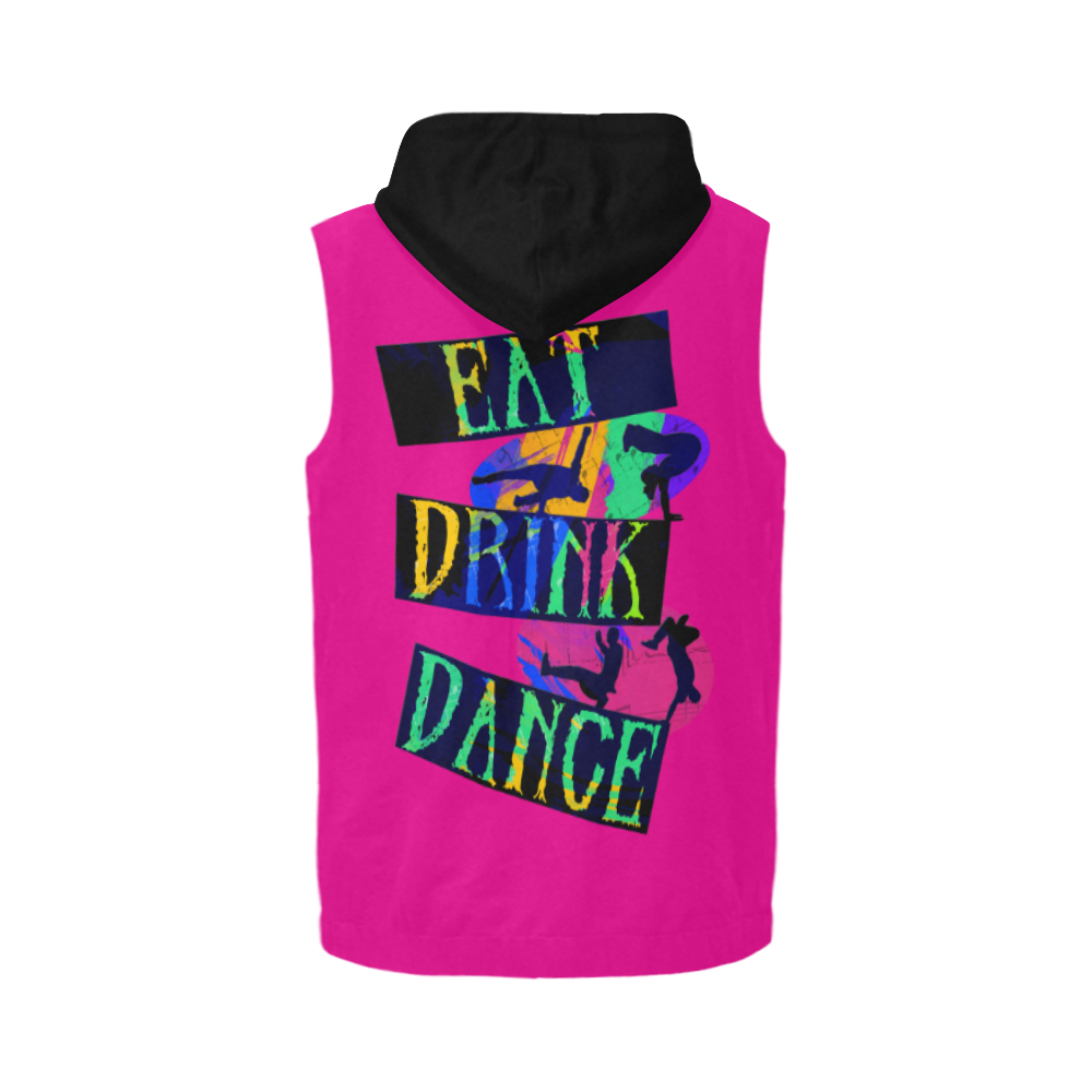 Break Dancing Colorful / Pink / Black All Over Print Sleeveless Zip Up Hoodie for Men (Model H16)