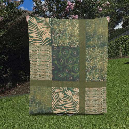 Green  Python Jungle Patchwork Quilt 50"x60"