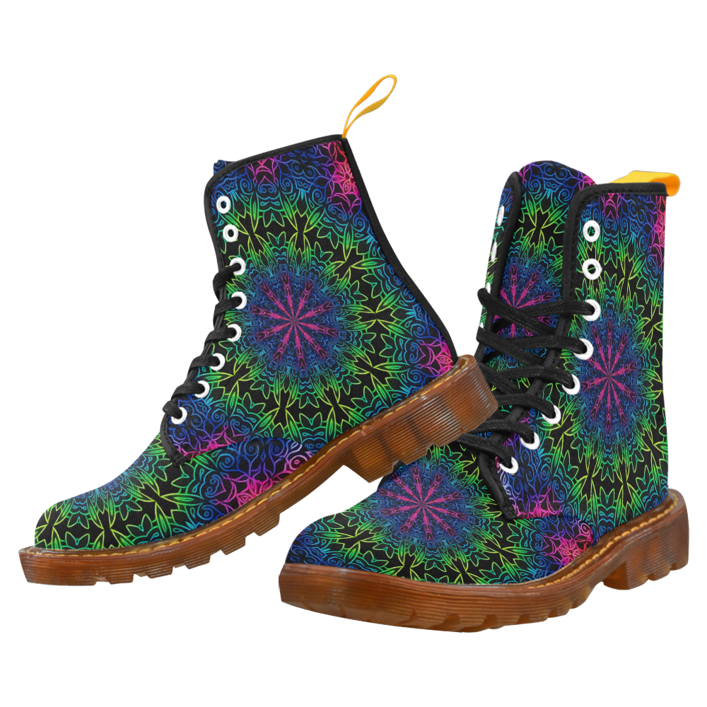 Rainbow Scratch Art Mandala Kaleidoscope Abstract Martin Boots For Men Model 1203H