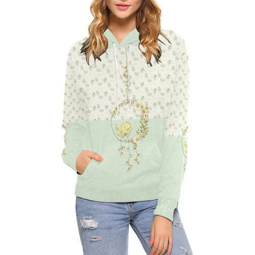 Little Cute Birdie All Over Print Hoodie for Women (USA Size) (Model H13)