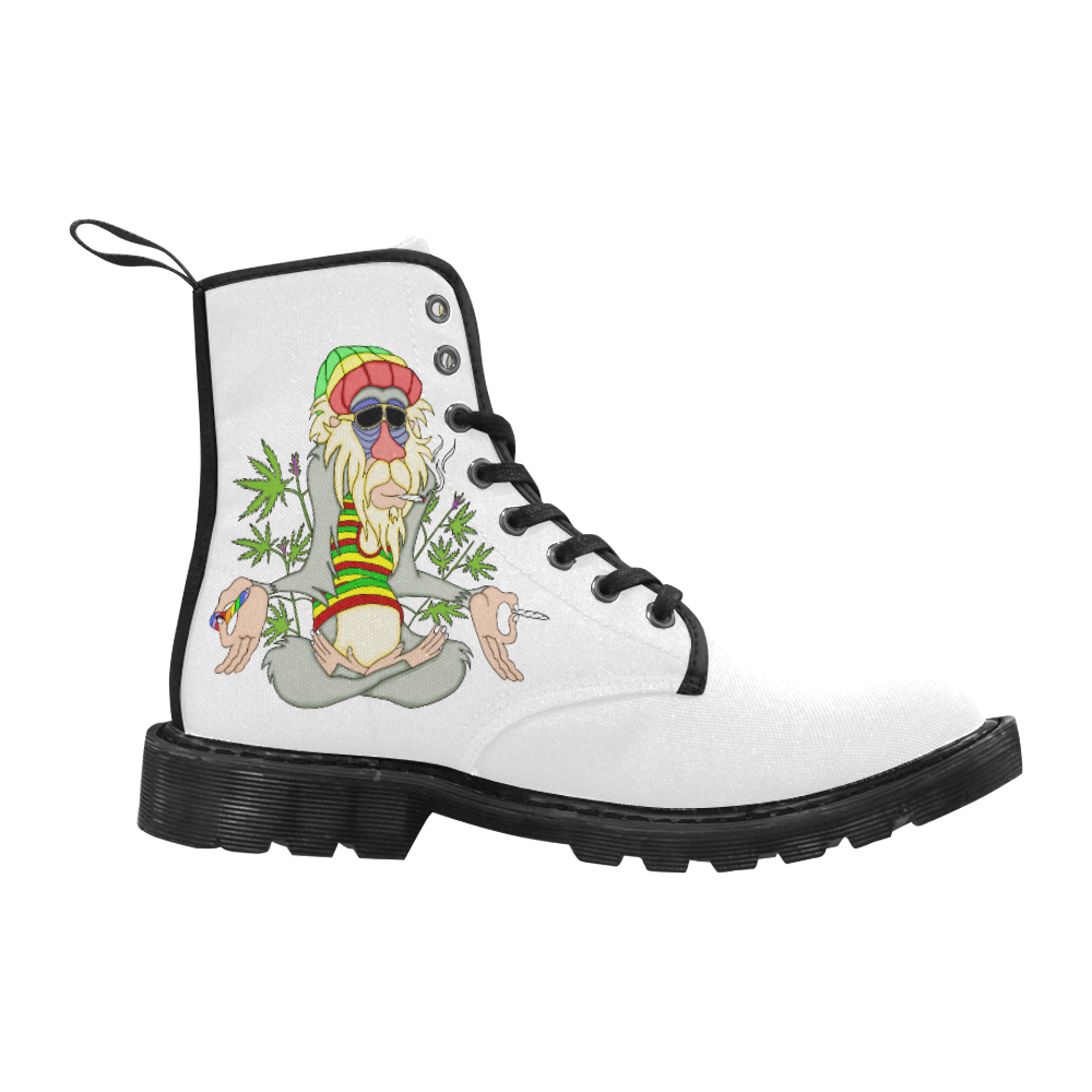 Hippie Ganja Guru White Martin Boots for Women (Black) (Model 1203H)