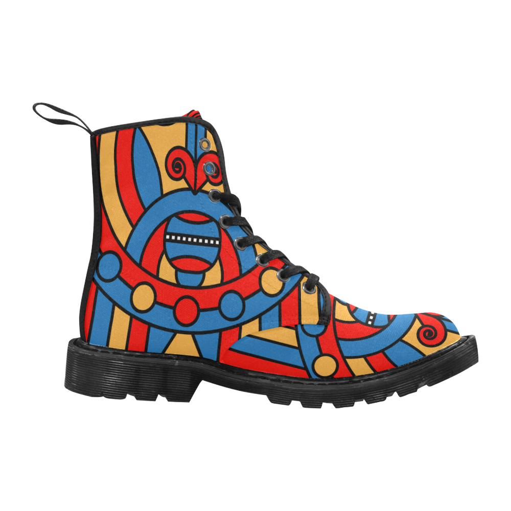 Aztec Maasai Lion Tribal Martin Boots for Men (Black) (Model 1203H)