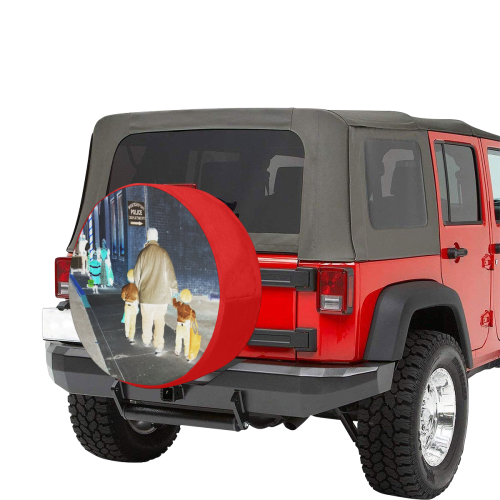Ghosts roaming the street (red) 34 Inch Spare Tire Cover