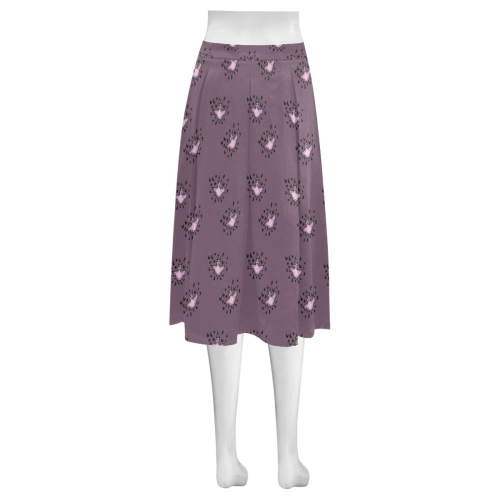 zodiac bat pink grey Mnemosyne Women's Crepe Skirt (Model D16)
