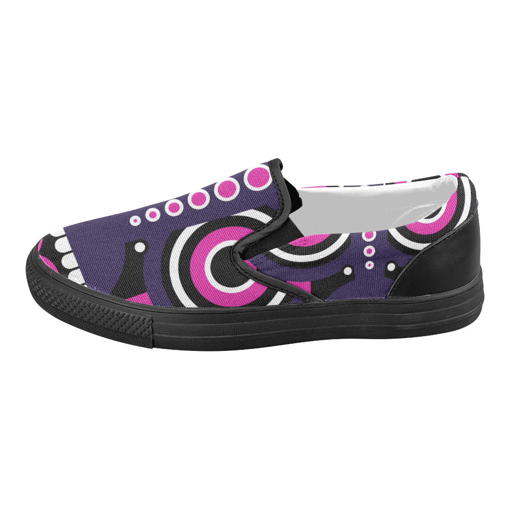 Pink Purple Tiki Tribal Women's Slip-on Canvas Shoes (Model 019)