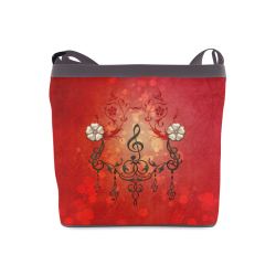 Music clef with floral design Crossbody Bags (Model 1613)