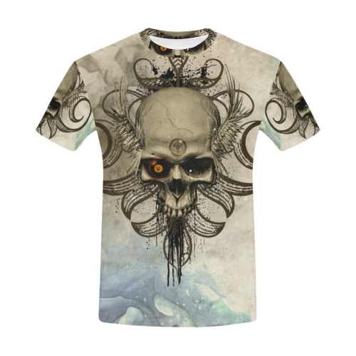 Creepy skull, vintage background All Over Print T-Shirt for Men (USA Size) (Model T40)
