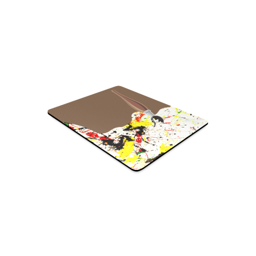 Paint Splatter with Artists Paint Brush on Brown Rectangle Mousepad