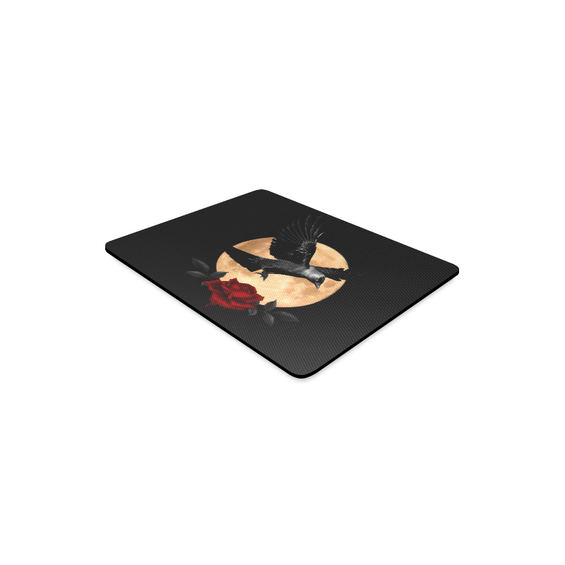 Gothic Full Moon With Raven And Rose Rectangle Mousepad