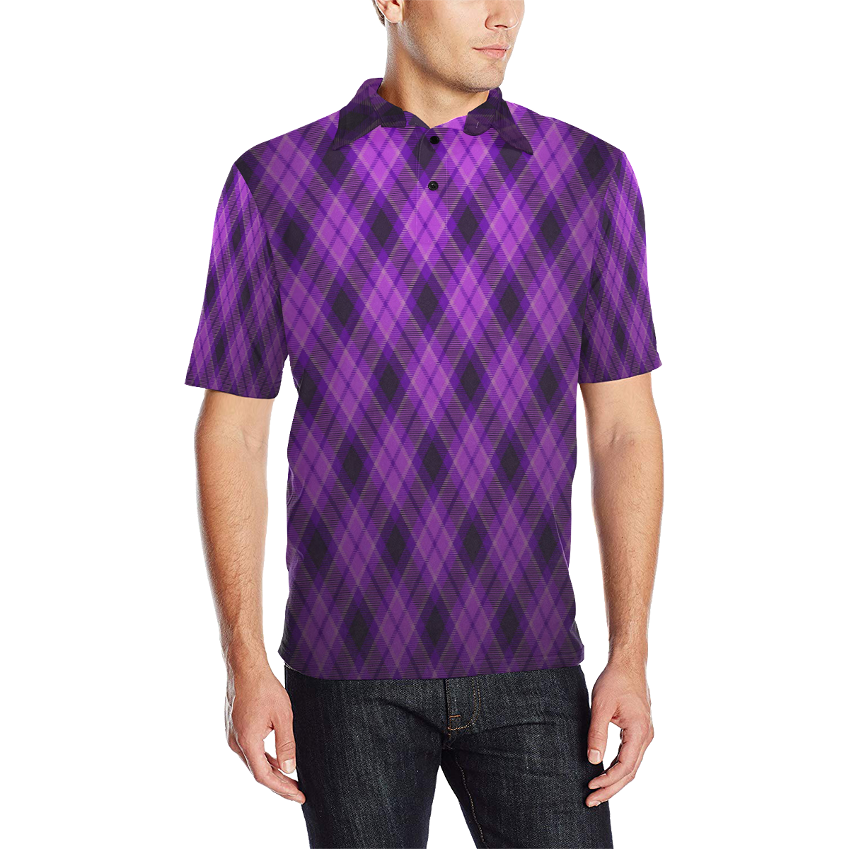 Purple Diamonds Men's All Over Print Polo Shirt (Model T55)
