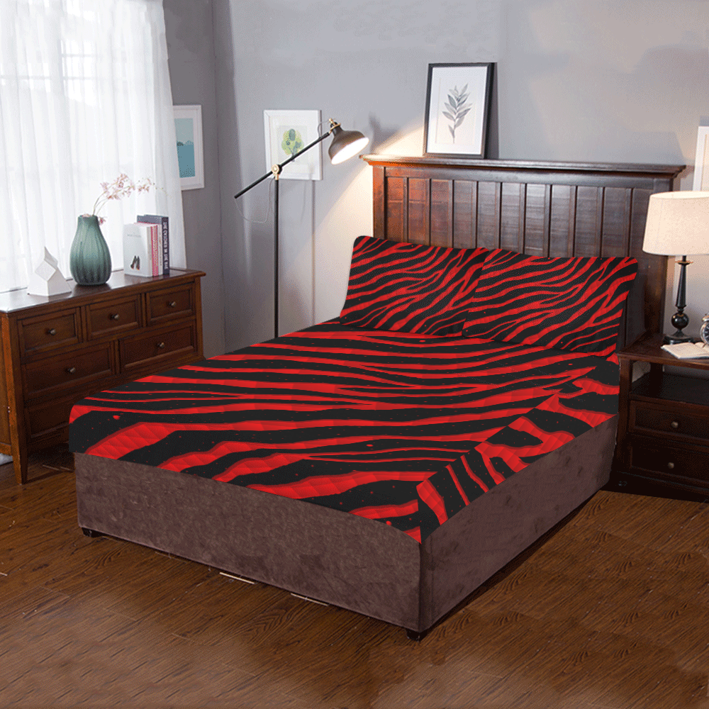 Ripped SpaceTime Stripes - Red 3-Piece Bedding Set