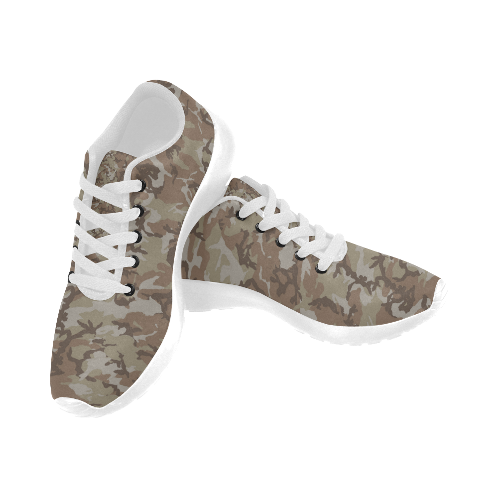 Woodland Desert Brown Camouflage Kid's Running Shoes (Model 020)