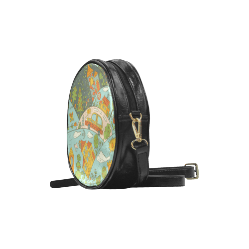 Painted Houses Round Sling Bag (Model 1647)