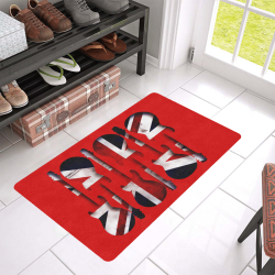Union Jack British UK Flag Guitars on Red Doormat 30"x18" (Black Base)