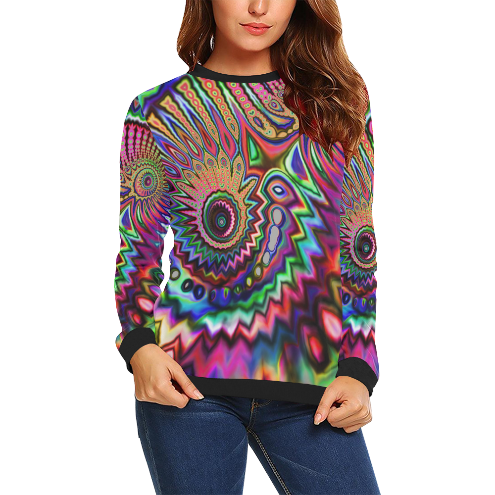 Carnaby Dreams All Over Print Crewneck Sweatshirt for Women (Model H18)